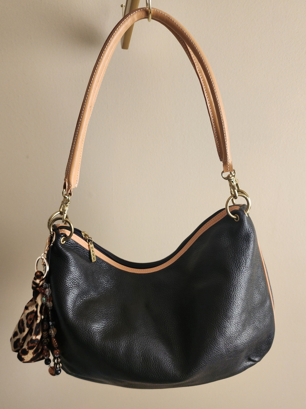 Black and Tan Leather Shoulder Bag